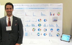 Robert Chapin and his poster presentation on airline passenger misconduct.
